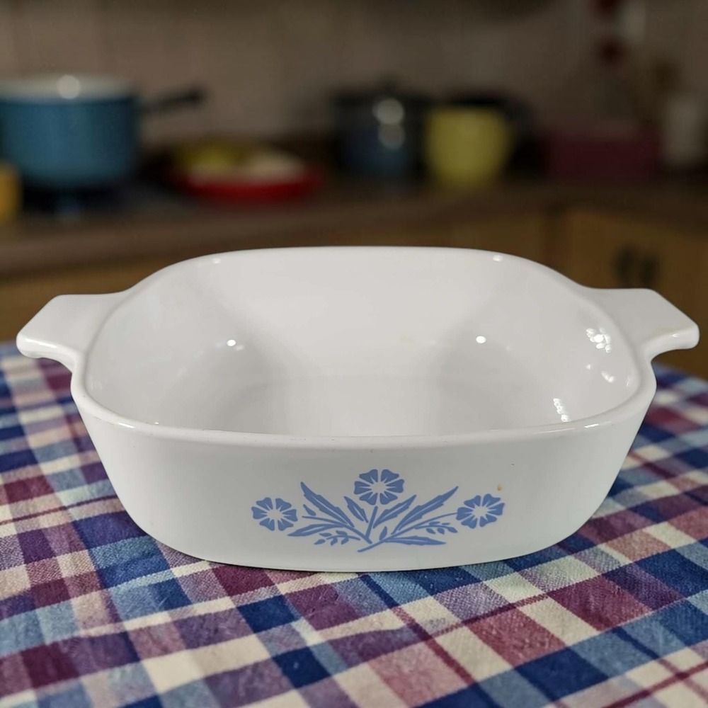 Corning Ware Casserole Dish 1 Quart No Lid P-1-B Blue Cornflower Vintage USA